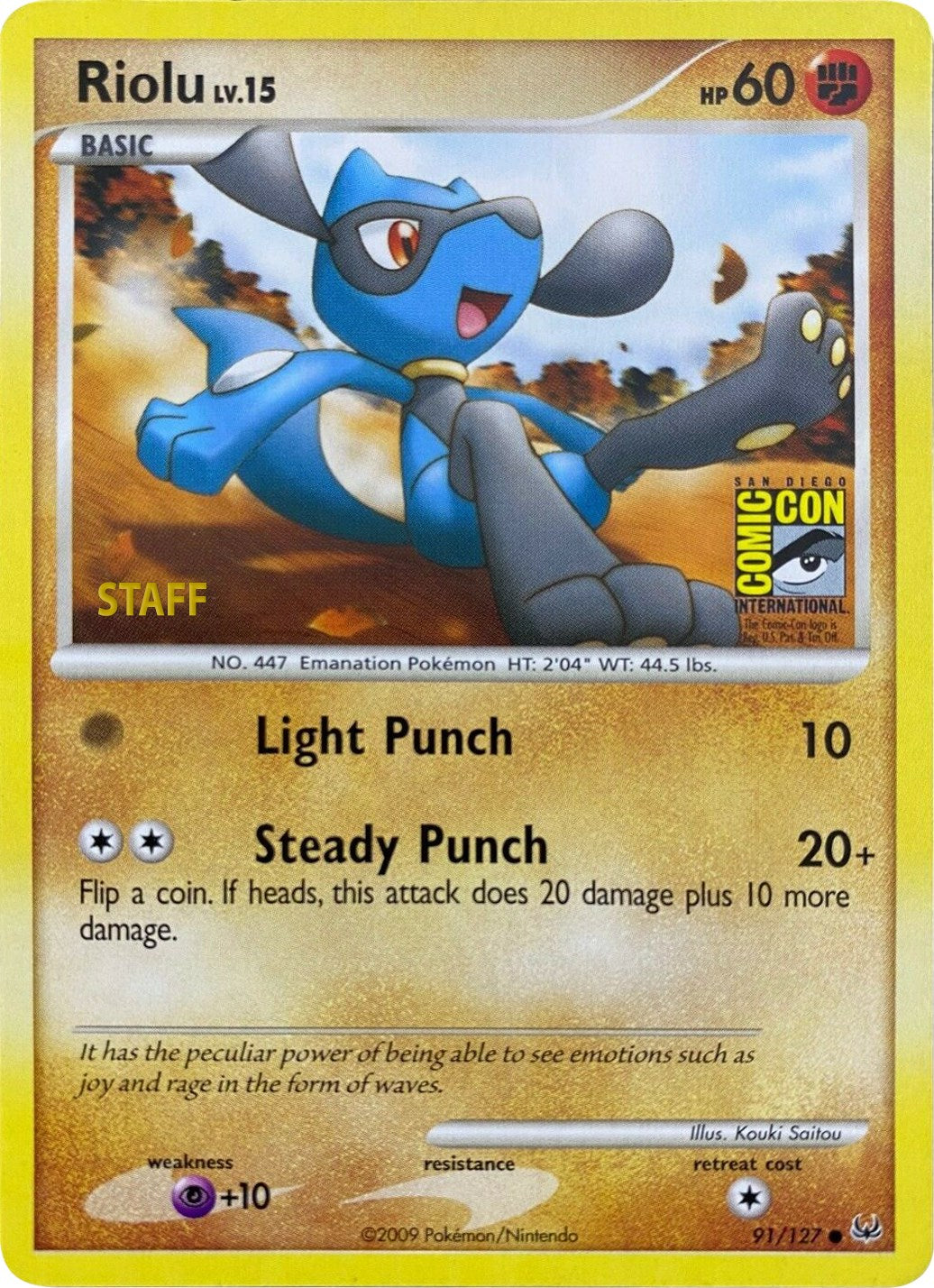 Riolu (91/127) (SDCC 2009) (Staff) [Platinum: Base Set] | Total Play