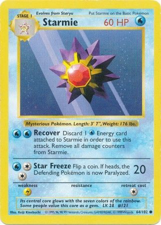 Starmie (64/102) [Base Set Shadowless Unlimited] | Total Play