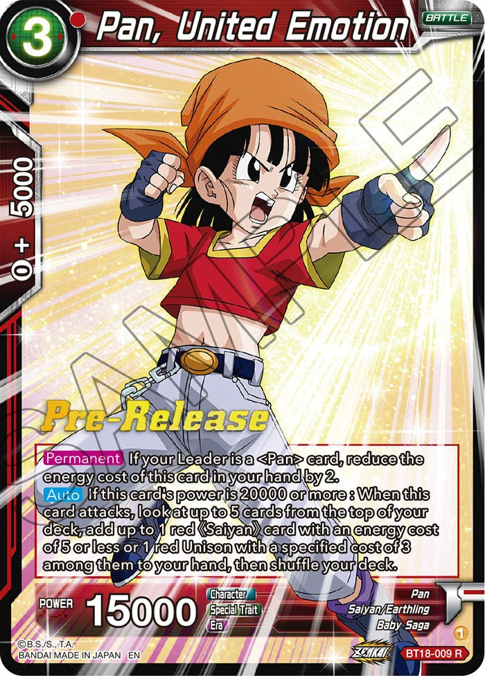 Pan, United Emotion (BT18-009) [Dawn of the Z-Legends Prerelease Promos] | Total Play