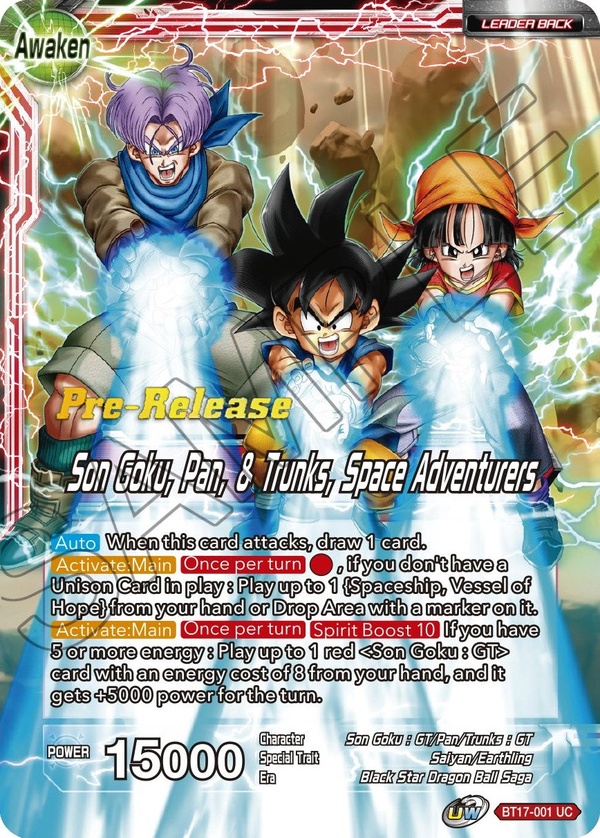 Son Goku // Son Goku, Pan, and Trunks, Space Adventurers (BT17-001) [Ultimate Squad Prerelease Promos] | Total Play