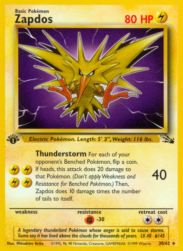 Zapdos (30/62) [Fossil 1st Edition] | Total Play