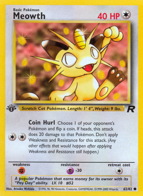 Meowth (62/82) [Team Rocket 1st Edition] | Total Play