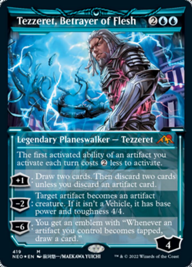 Tezzeret, Betrayer of Flesh (Showcase) (Foil Etched) [Kamigawa: Neon Dynasty] | Total Play