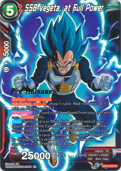 SSB Vegeta, at Full Power (BT13-021) [Supreme Rivalry Prerelease Promos] | Total Play