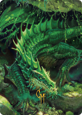 Lurking Green Dragon Art Card (Gold-Stamped Signature) [Commander Legends: Battle for Baldur's Gate Art Series] | Total Play