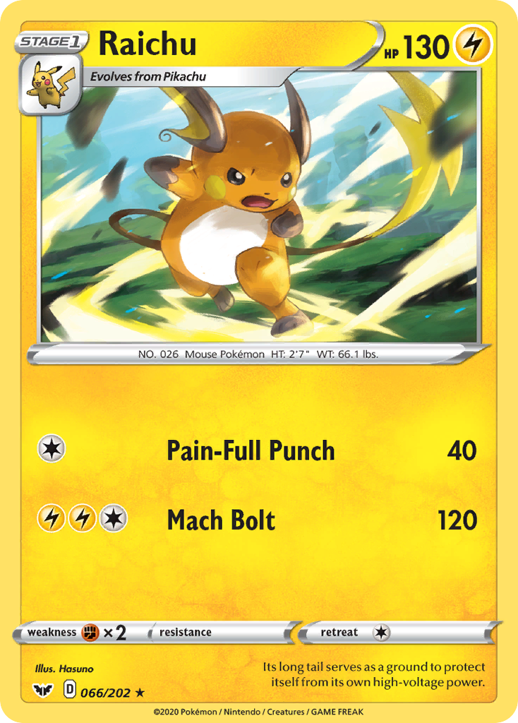 Raichu (066/202) [Sword & Shield: Base Set] | Total Play