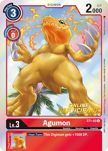 Agumon [ST1-03] (Online Participant) [Starter Deck: Gaia Red Promos] | Total Play