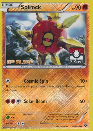Solrock (64/146) (3rd Place League Challenge Promo) [XY: Base Set] | Total Play