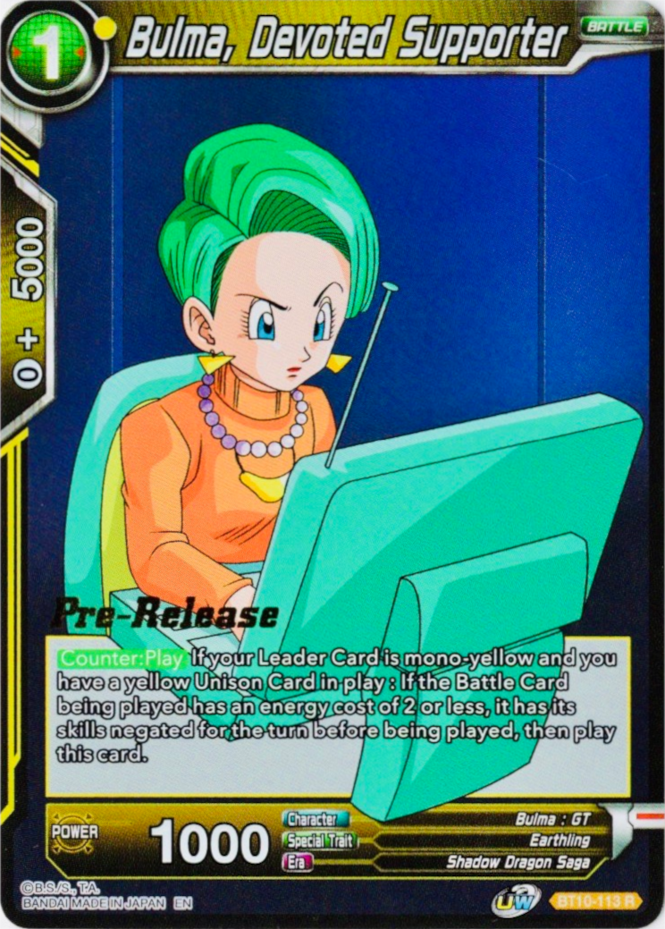 Bulma, Devoted Supporter (BT10-113) [Rise of the Unison Warrior Prerelease Promos] | Total Play