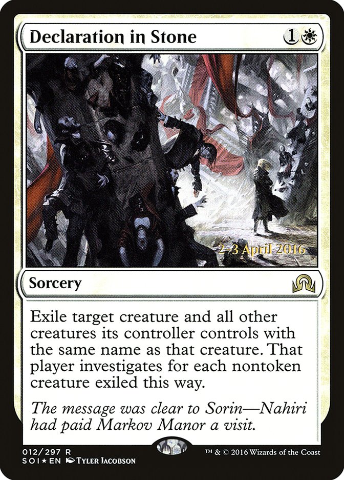 Declaration in Stone [Shadows over Innistrad Prerelease Promos] | Total Play