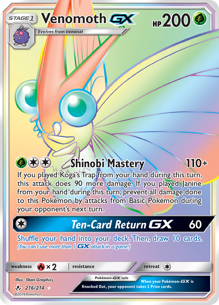 Venomoth GX (216/214) [Sun & Moon: Unbroken Bonds] | Total Play