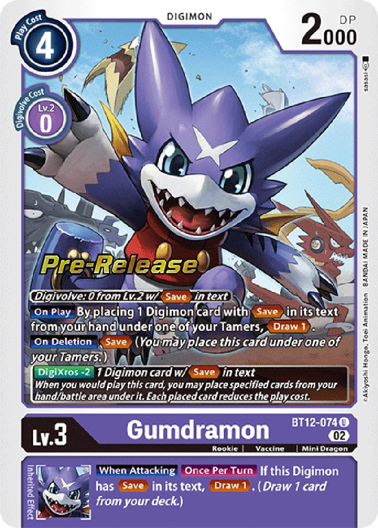 Gumdramon [BT12-074] [Across Time Pre-Release Cards] | Total Play