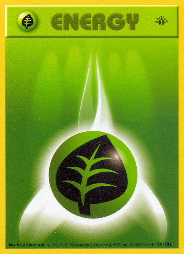 Grass Energy (99/102) (Shadowless) [Base Set 1st Edition] | Total Play