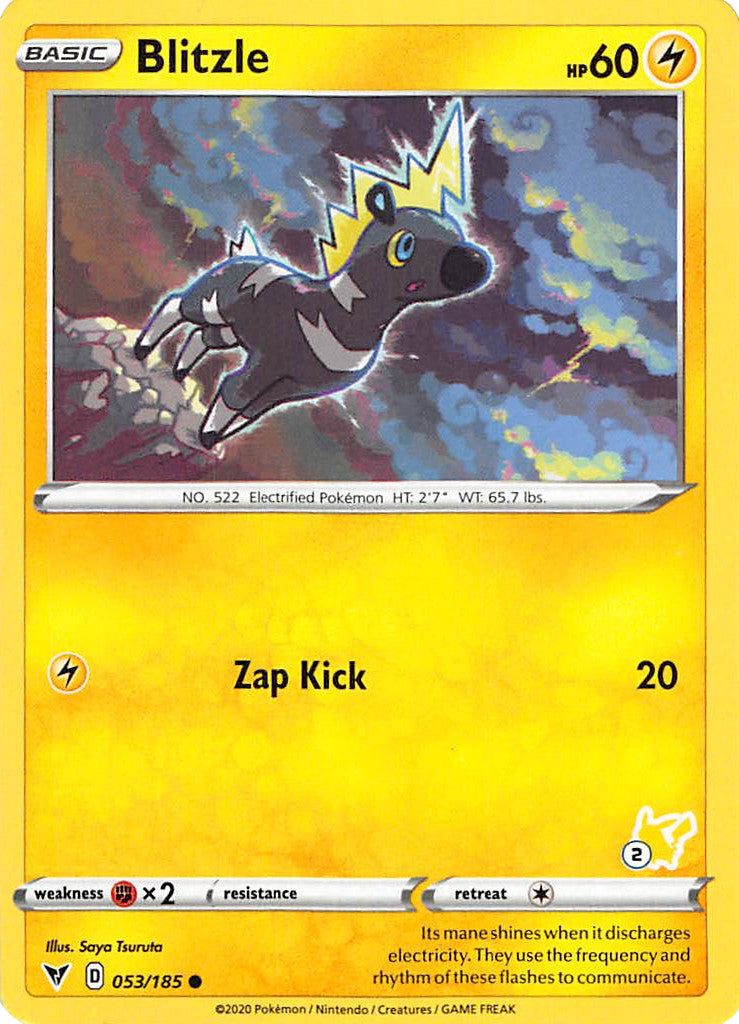 Blitzle (053/185) (Pikachu Stamp #2) [Battle Academy 2022] | Total Play