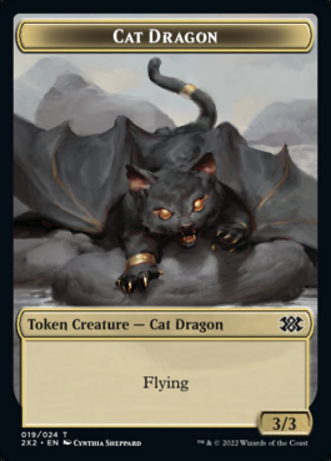 Cat Dragon // Monk Double-Sided Token [Double Masters 2022 Tokens] | Total Play