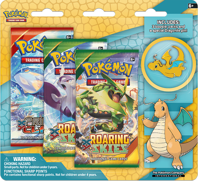XY: Roaring Skies - Collector's Pin 3-Pack Blister (Dragonite) | Total Play