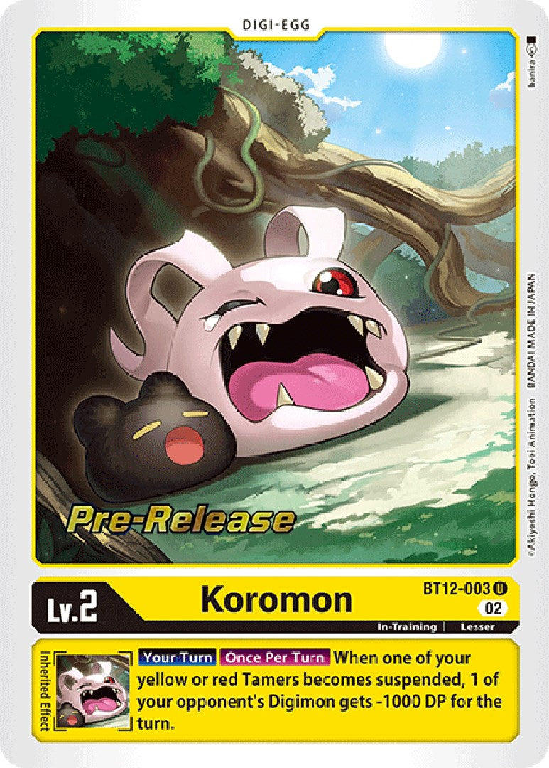 Koromon [BT12-003] [Across Time Pre-Release Cards] | Total Play