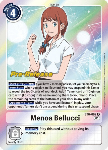 Menoa Bellucci [BT6-092] [Double Diamond Pre-Release Cards] | Total Play