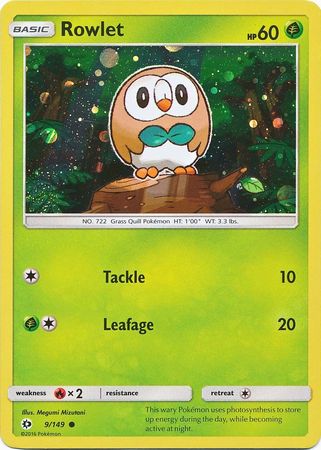 Rowlet (9/149) (Cosmos Holo) [Sun & Moon: Base Set] | Total Play