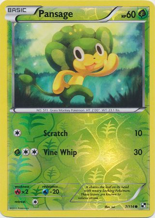 Pansage (7/114) (Energy Holo) [Black & White: Base Set] | Total Play