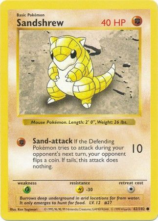 Sandshrew (62/102) [Base Set Shadowless Unlimited] | Total Play