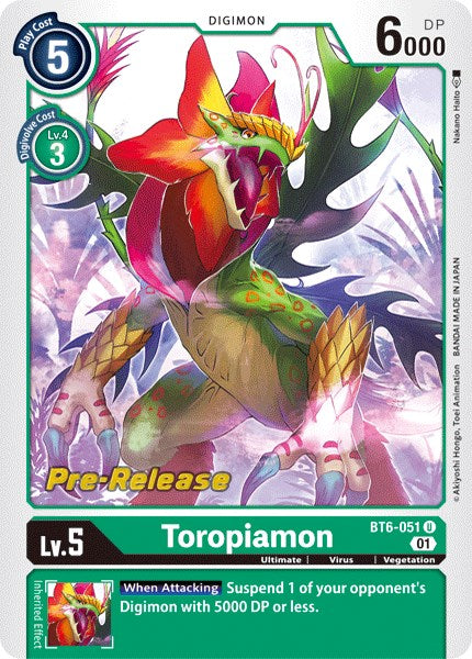 Toropiamon [BT6-051] [Double Diamond Pre-Release Cards] | Total Play