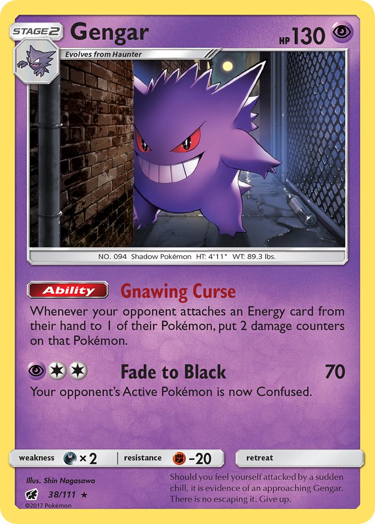 Gengar (38/111) (Prerelease Kit Exclusive) (Theme Deck Exclusive) [Sun & Moon: Crimson Invasion] | Total Play