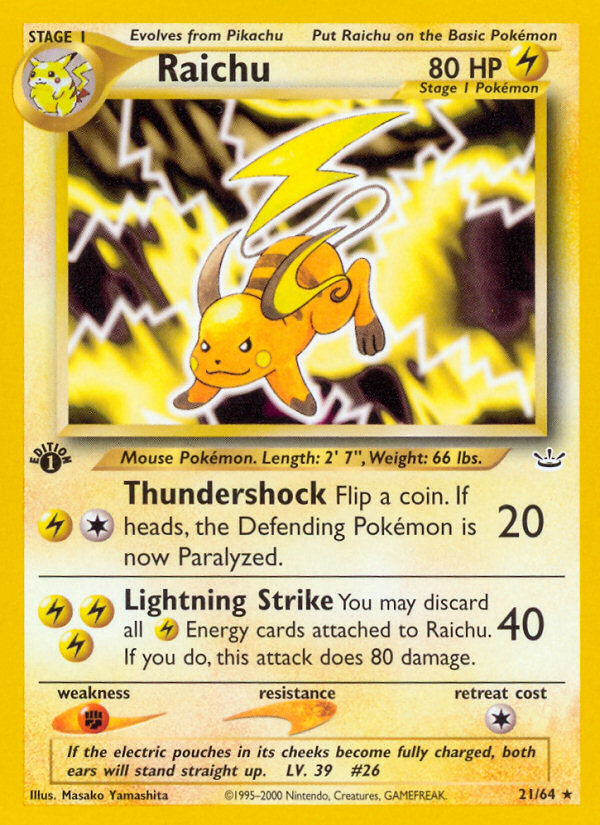 Raichu (21/64) [Neo Revelation 1st Edition] | Total Play