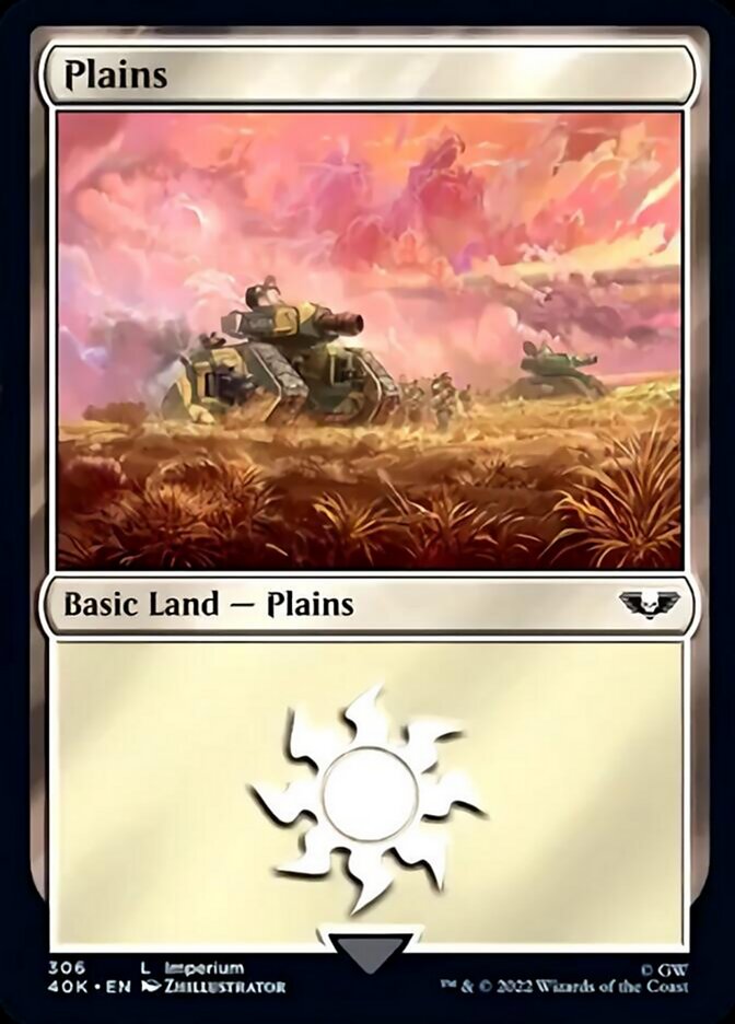 Plains (306) (Surge Foil) [Warhammer 40,000] | Total Play