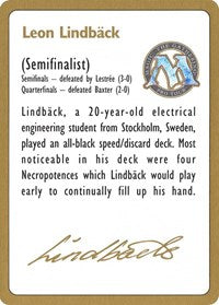 1996 Leon Lindback Biography Card [World Championship Decks] | Total Play