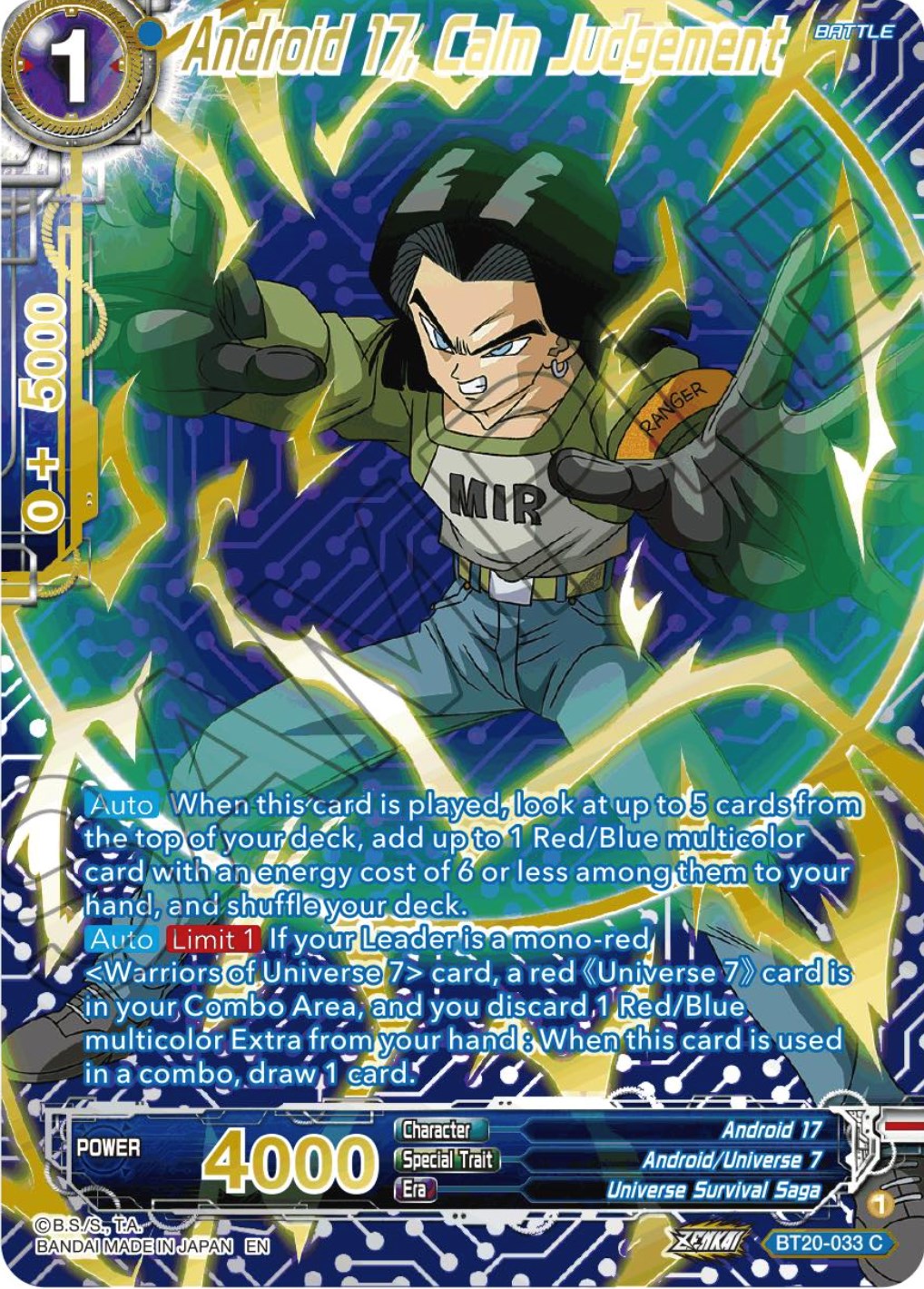 Android 17, Calm Judgement (Gold-Stamped) (BT20-033) [Power Absorbed] | Total Play