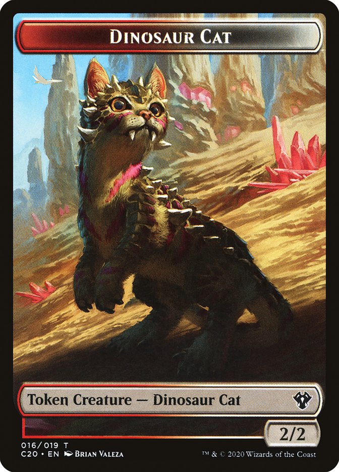 Bird // Dinosaur Cat Double-Sided Token [Commander 2020 Tokens] | Total Play