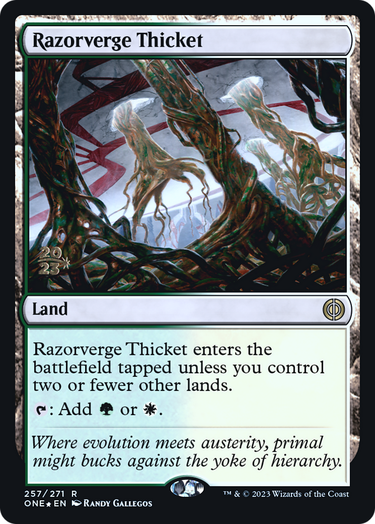 Razorverge Thicket [Phyrexia: All Will Be One Prerelease Promos] | Total Play