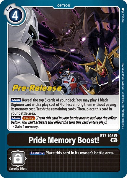 Pride Memory Boost! [BT7-105] [Next Adventure Pre-Release Cards] | Total Play