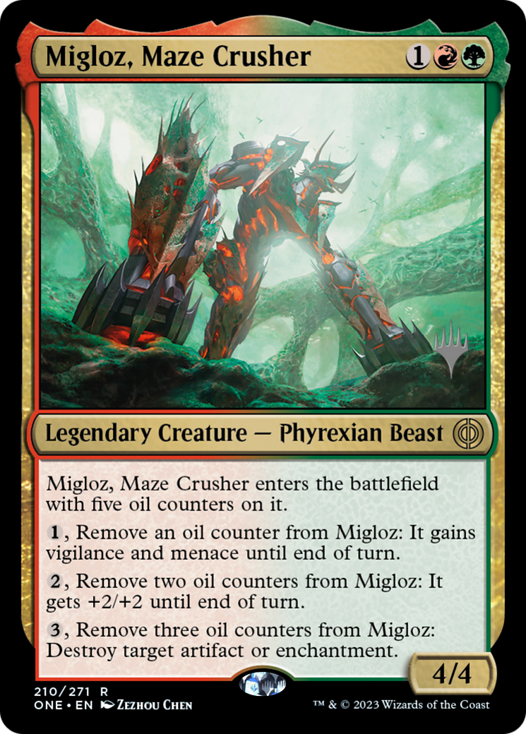 Migloz, Maze Crusher (Promo Pack) [Phyrexia: All Will Be One Promos] | Total Play