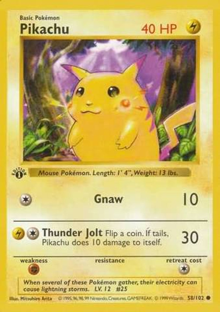 Pikachu (58/102) (Red Cheeks Misprint) [Base Set 1st Edition] | Total Play