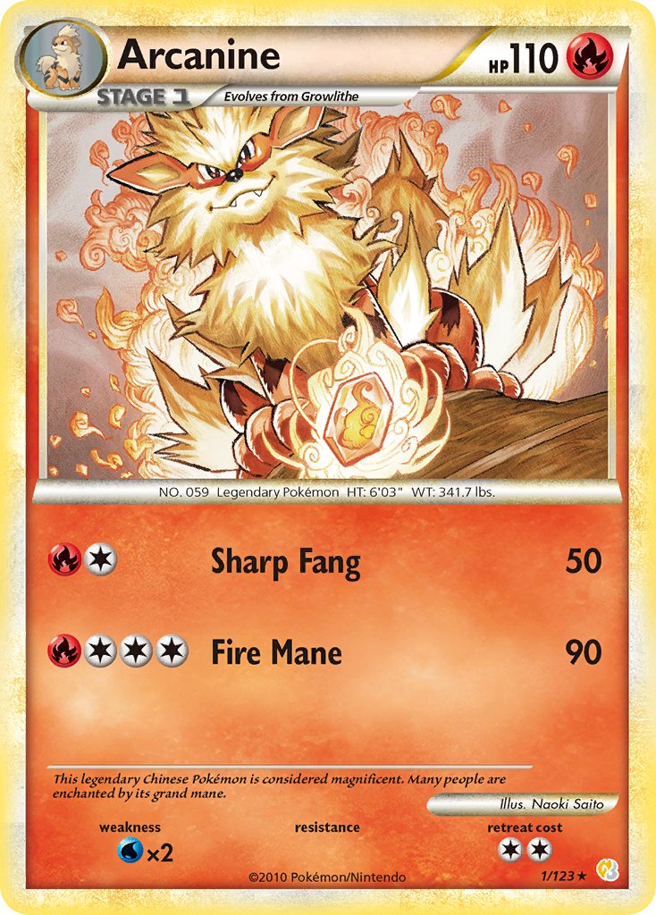 Arcanine (1/123) (Theme Deck Exclusive) [HeartGold & SoulSilver: Base Set] | Total Play