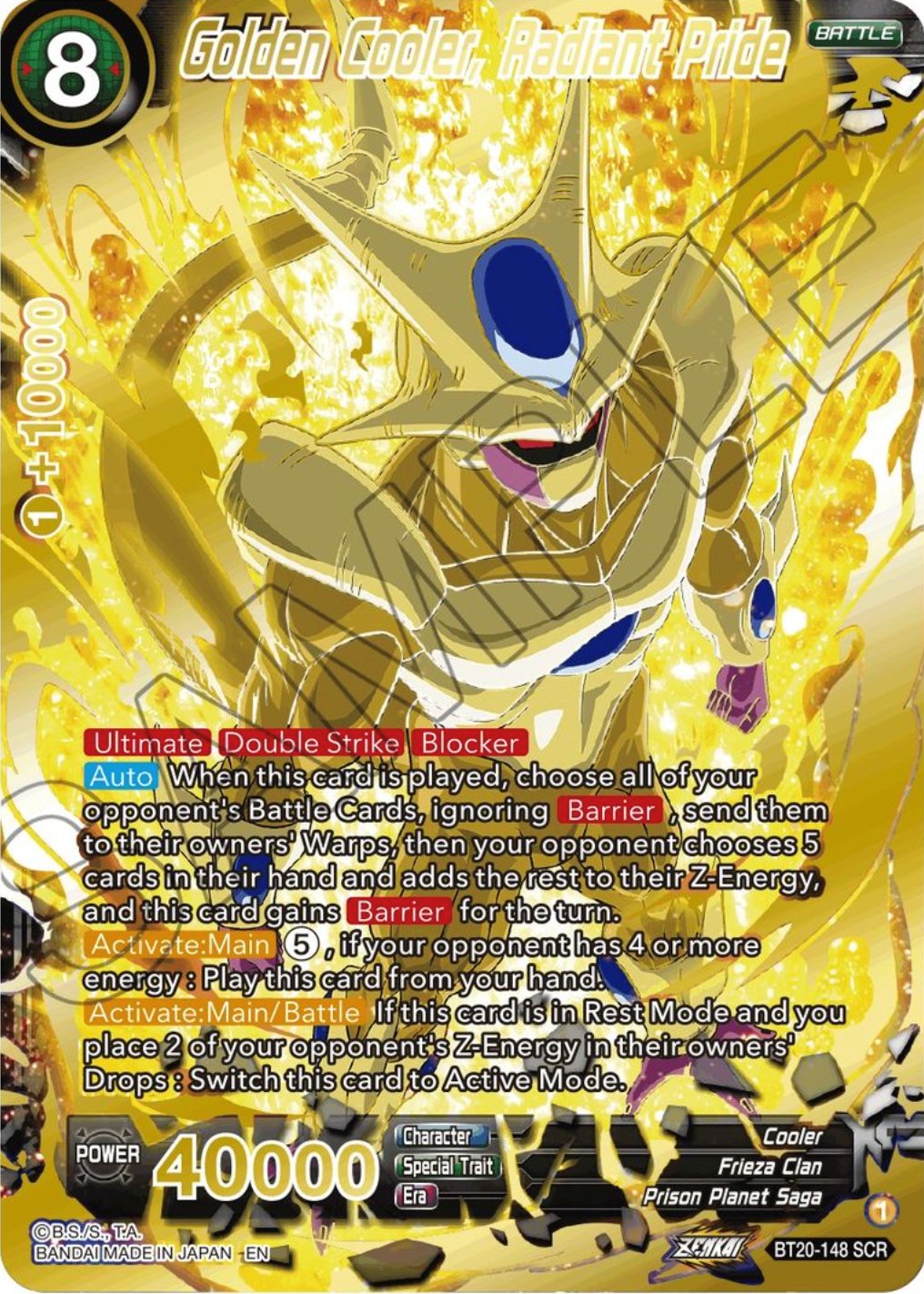 Golden Cooler, Radiant Pride (SCR) (BT20-148) [Power Absorbed] | Total Play