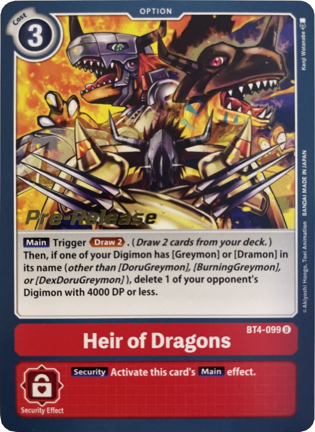 Heir of Dragons [BT4-099] [Great Legend Pre-Release Promos] | Total Play