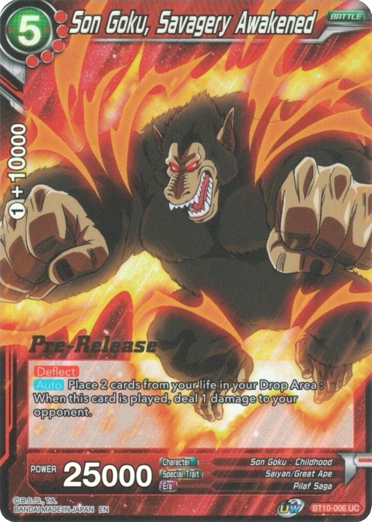 Son Goku, Savagery Awakened (BT10-006) [Rise of the Unison Warrior Prerelease Promos] | Total Play