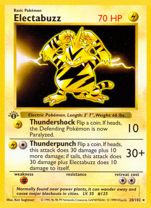 Electabuzz (20/102) (Shadowless) [Base Set 1st Edition] | Total Play