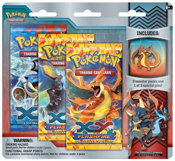 XY: Flashfire - Collector's Pin 3-Pack Blister (Mega Charizard Y) | Total Play