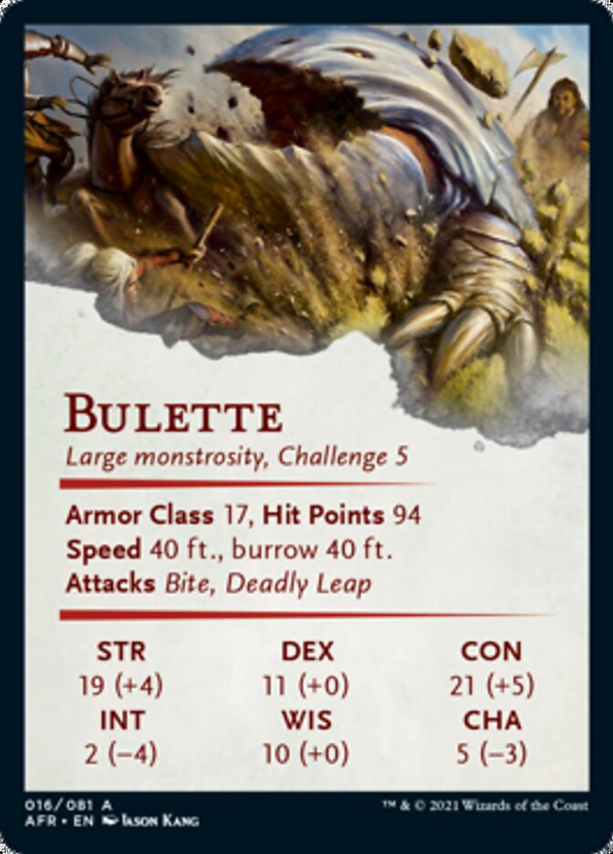 Bulette Art Card (Gold-Stamped Signature) [Dungeons & Dragons: Adventures in the Forgotten Realms Art Series] | Total Play