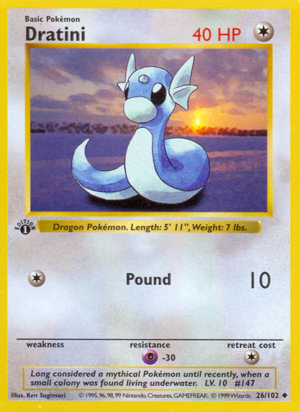 Dratini (26/102) (Shadowless) [Base Set 1st Edition] | Total Play