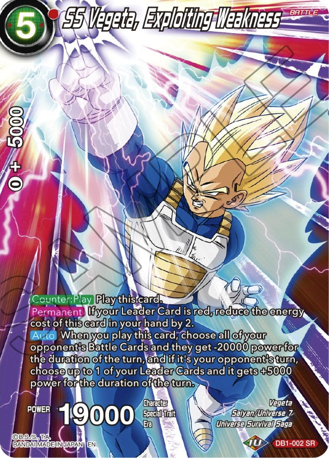 SS Vegeta, Exploiting Weakness (DB1-002) [Theme Selection: History of Vegeta] | Total Play