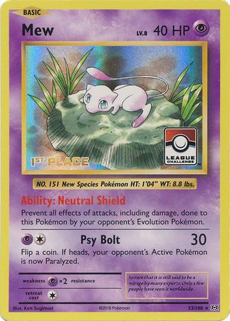 Mew (53/108) (League Promo 1st Place) [XY: Evolutions] | Total Play