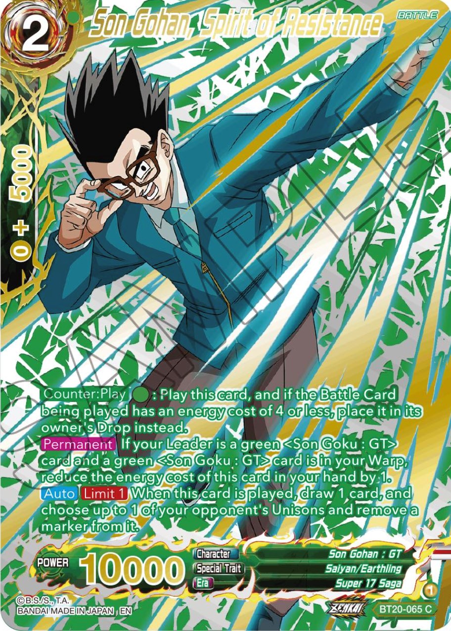Son Gohan, Spirit of Resistance (Gold-Stamped) (BT20-065) [Power Absorbed] | Total Play
