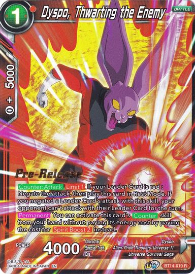 Dyspo, Thwarting the Enemy (BT14-019) [Cross Spirits Prerelease Promos] | Total Play