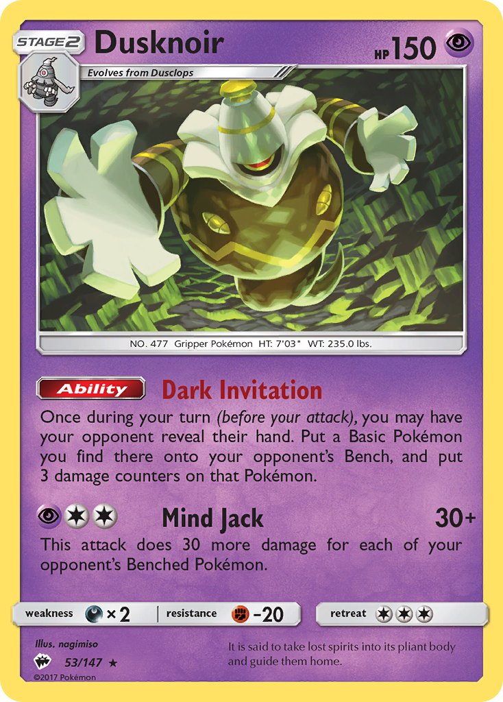 Dusknoir (53/147) (Theme Deck Exclusive) [Sun & Moon: Burning Shadows] | Total Play