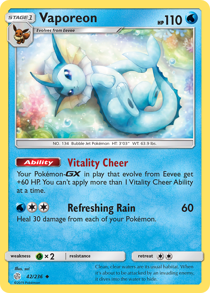 Vaporeon (42/236) [Sun & Moon: Cosmic Eclipse] | Total Play